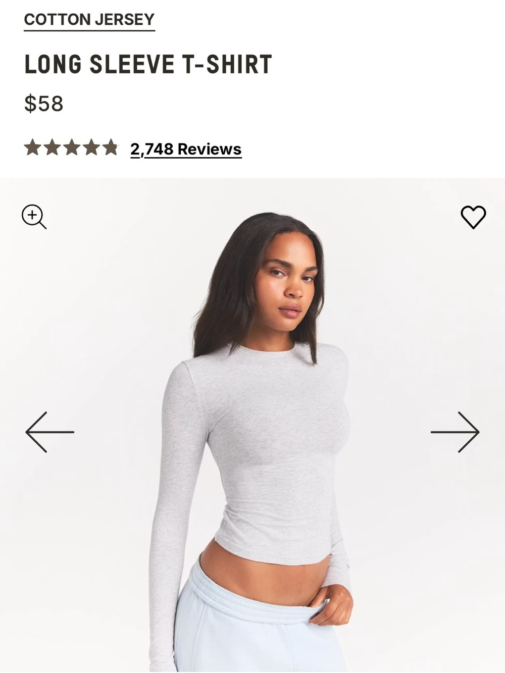 Skims cotton jersey long sleeve